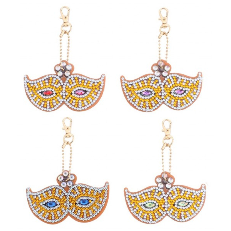 DIY diamond painting sleutelhangers 4 stuks: maskers